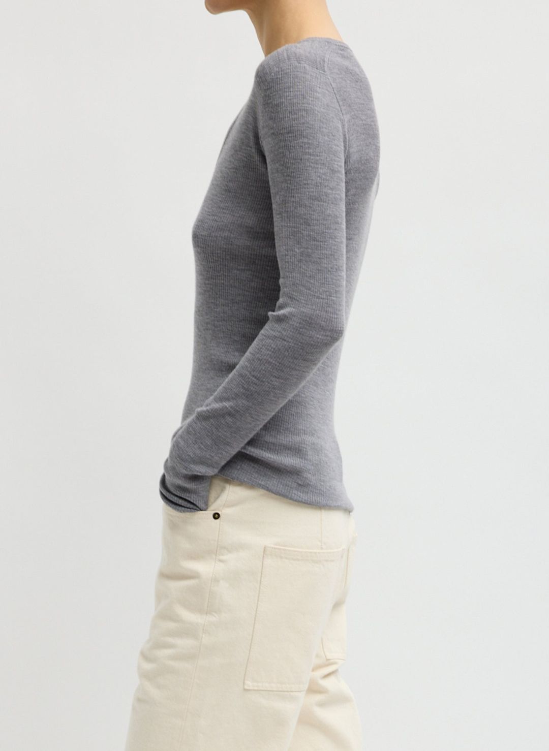 Feather Weight Ribbed Sweater V-Neck Pullover