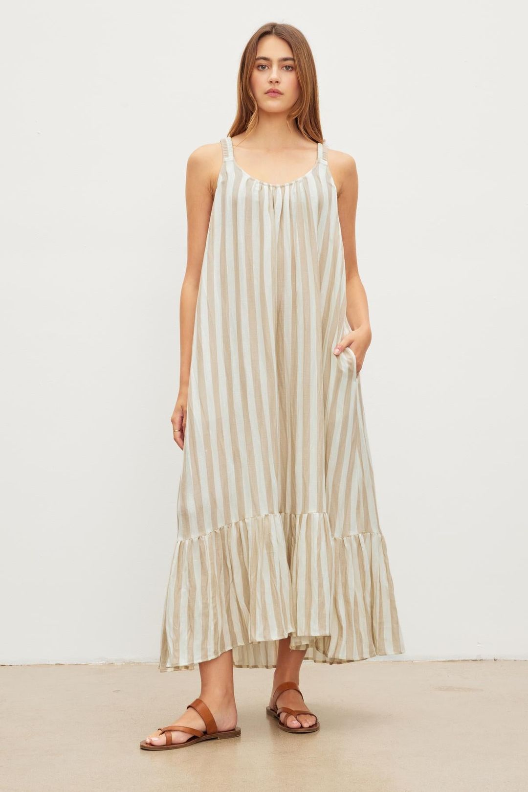 MERADITH STRIPED LINEN MAXI DRESS #8