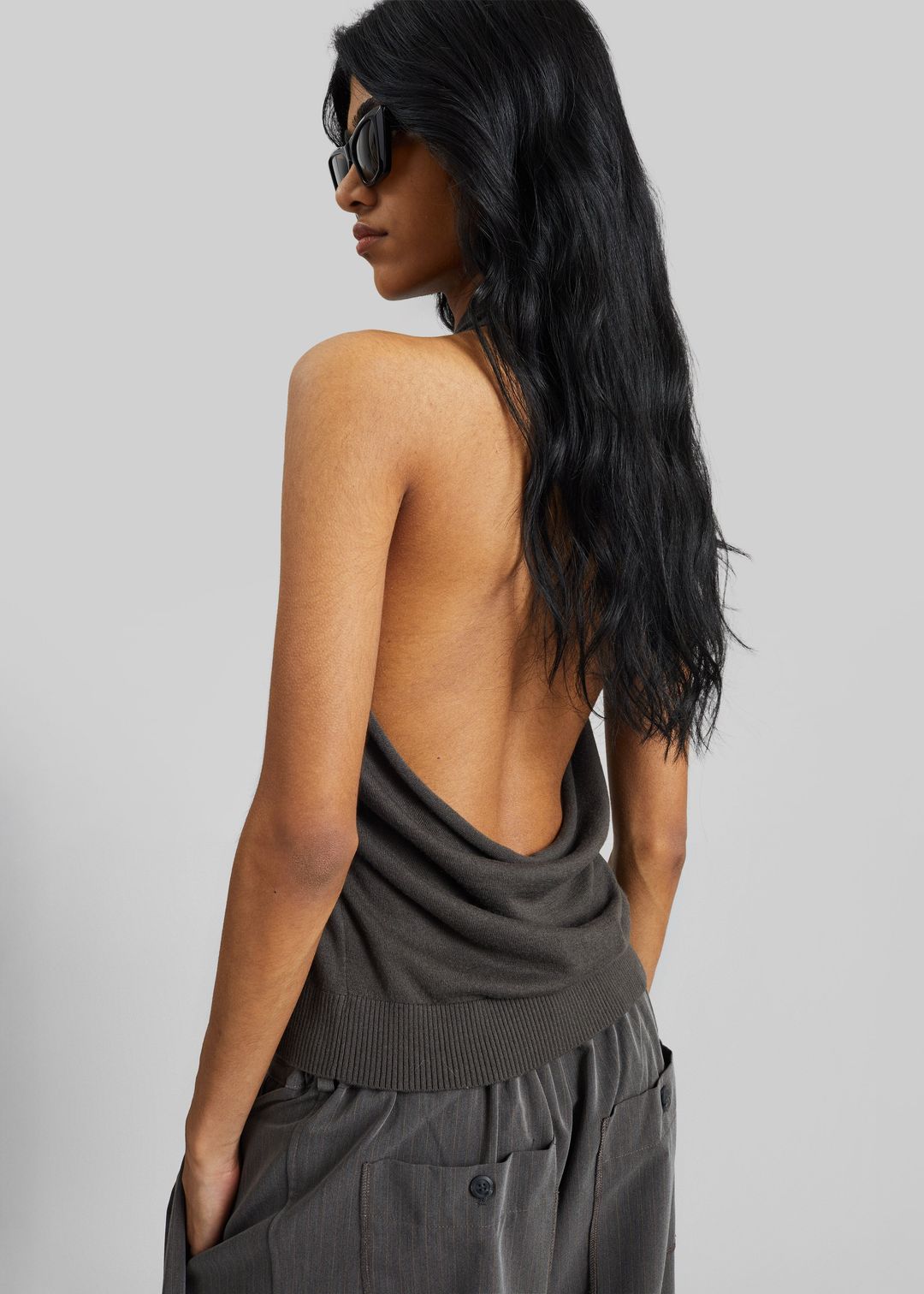 Nimi Knit Halter Top - Charcoal #3