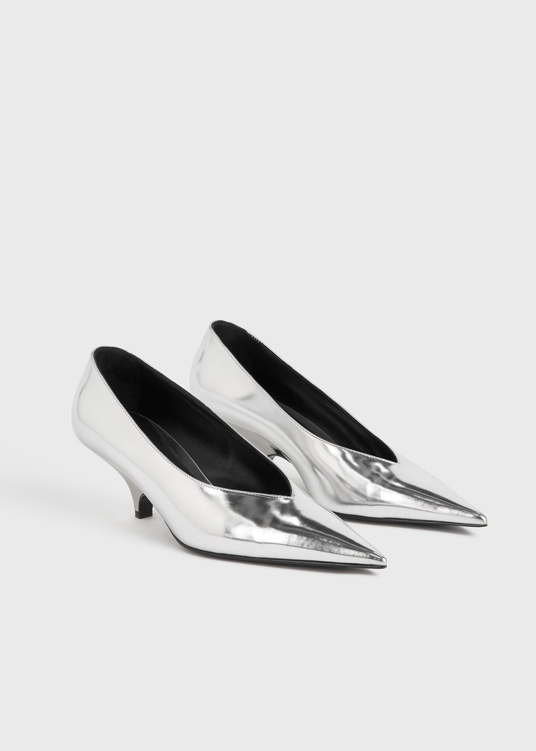 Wedge-heel faux-leather pumps silver #5