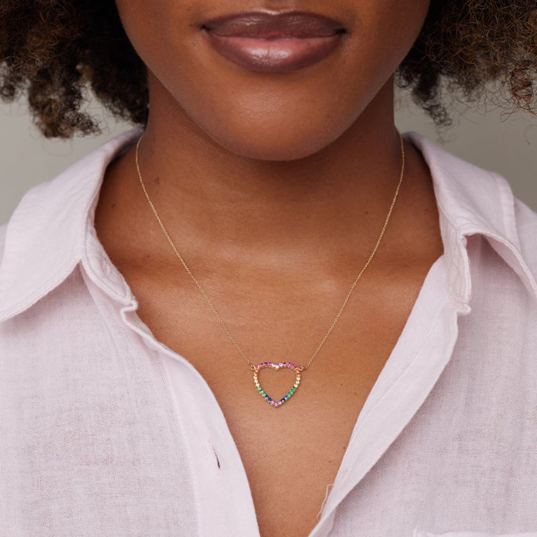 Large Rainbow Open Heart Necklace #4