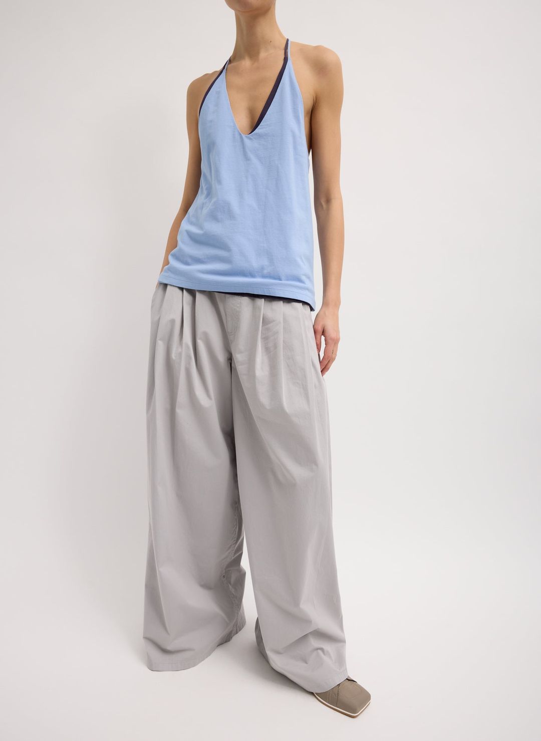 Garment Dyed Silky Cotton Triple Pleat Pant #3