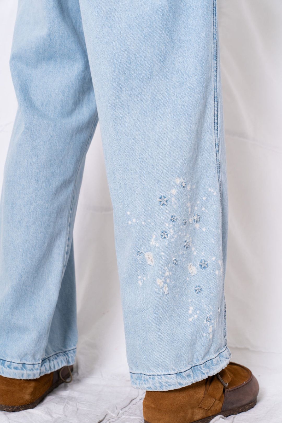 P78 Comfort Denim Stars Embroidery Sunfaded Sky Blue #6