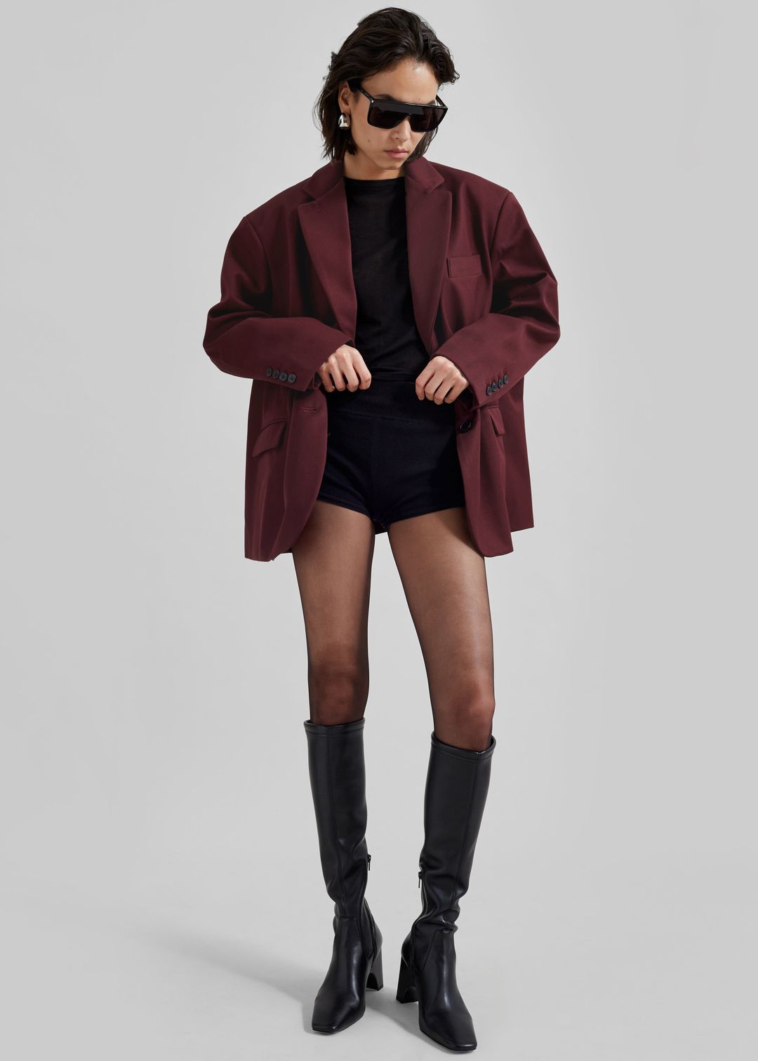 Frankie Oversized Boyfriend Blazer - Burgundy #5