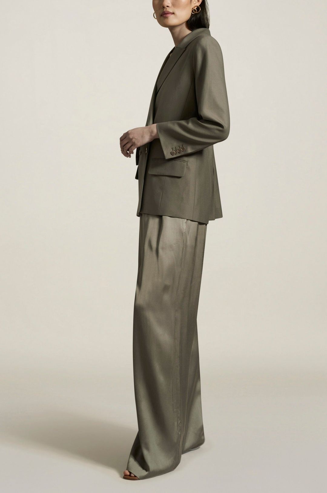 Boxy Tuxedo Blazer in Sage #3