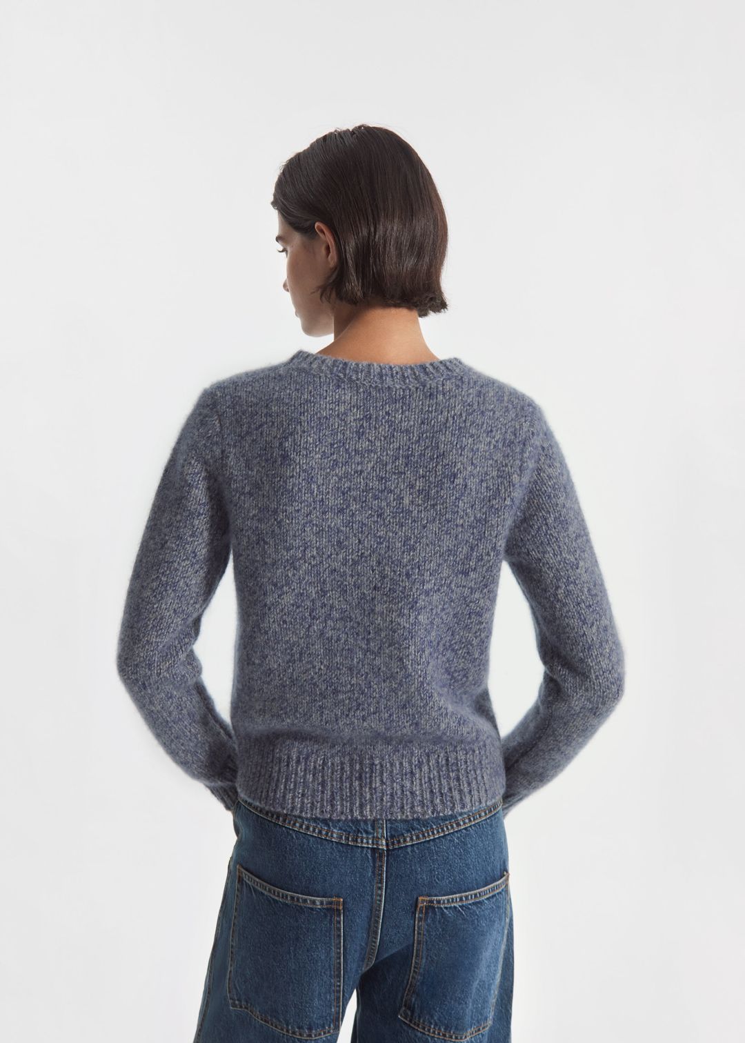 Long Sleeve Crewneck in Cashmere - Blue Melange #4