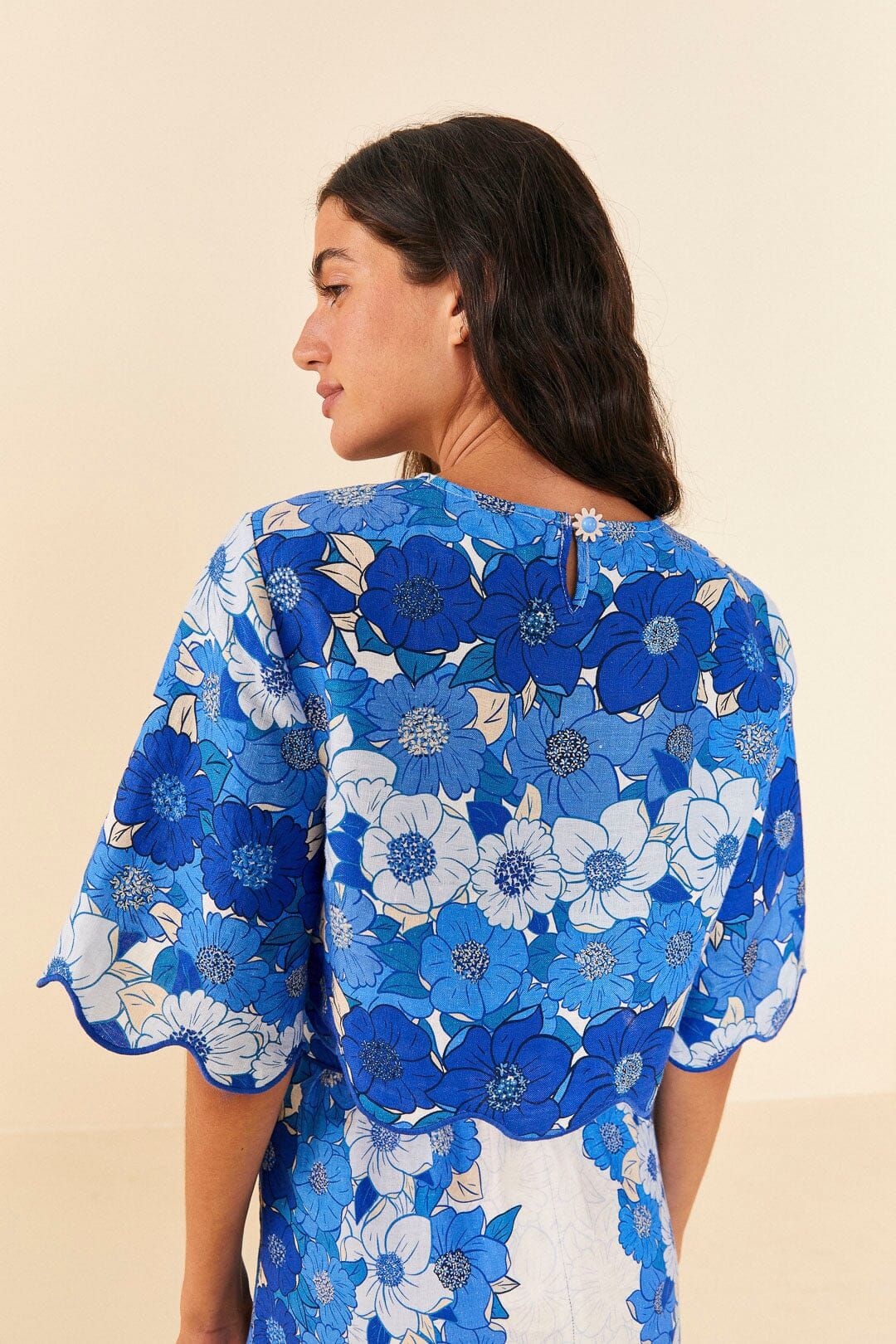 Blue Flower Stripes Crop Top #3