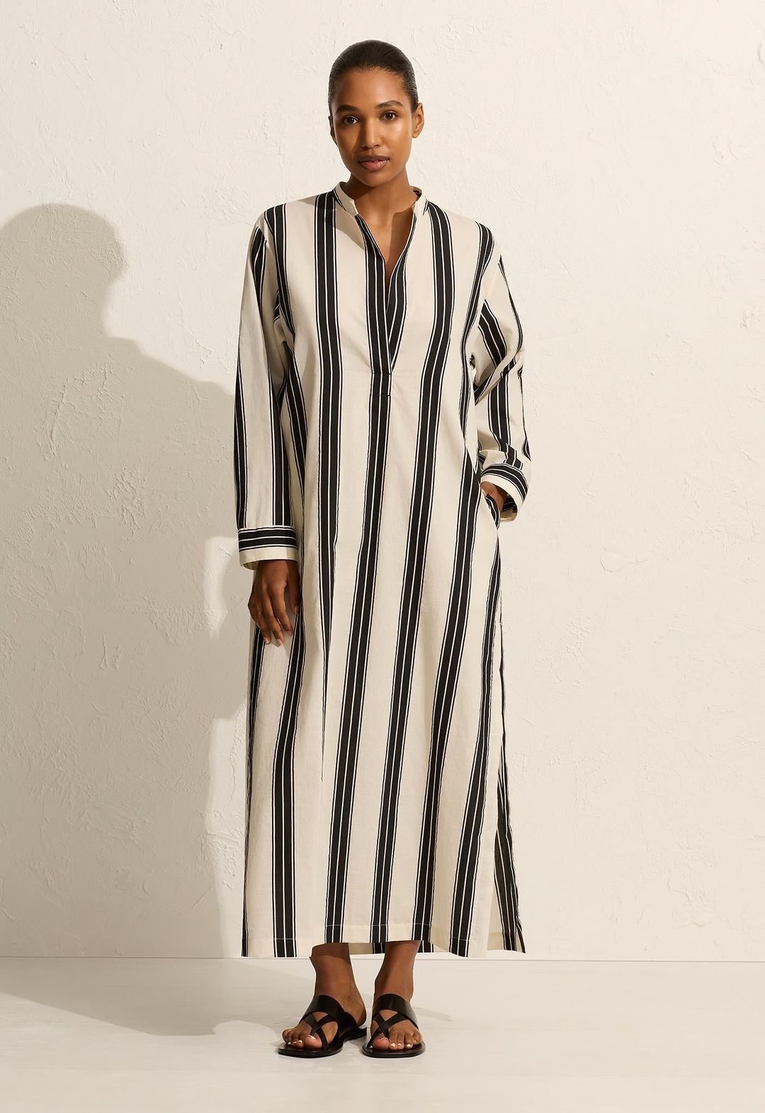 Relaxed Stripe Djellaba - Nero Stripe