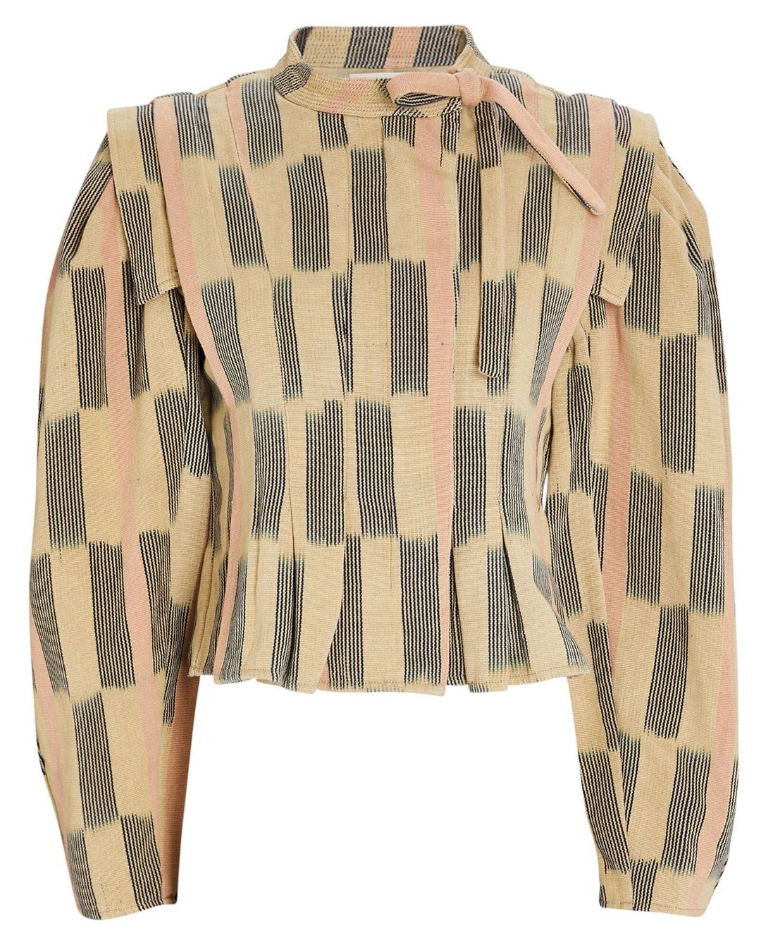 Womens Hiroki Gatheres Striped Cotton Zipper Blazer Jacket S 4 #5