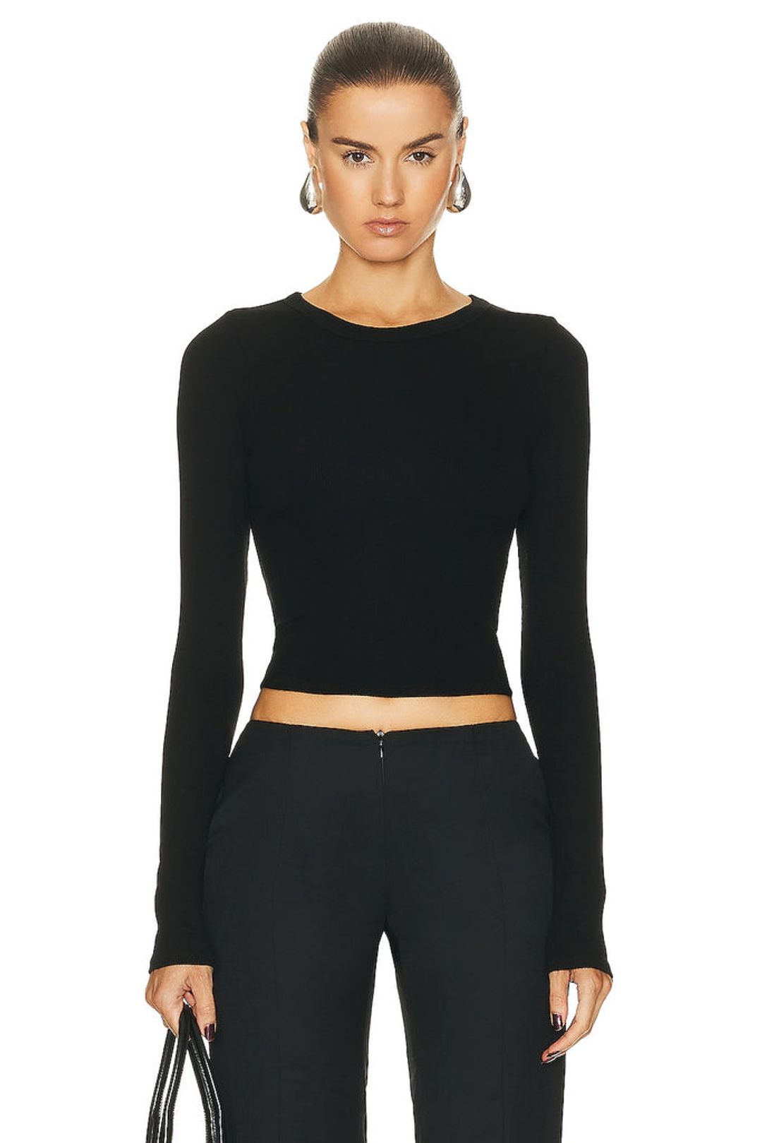 Silk Knit Long Sleeve Tuck Top