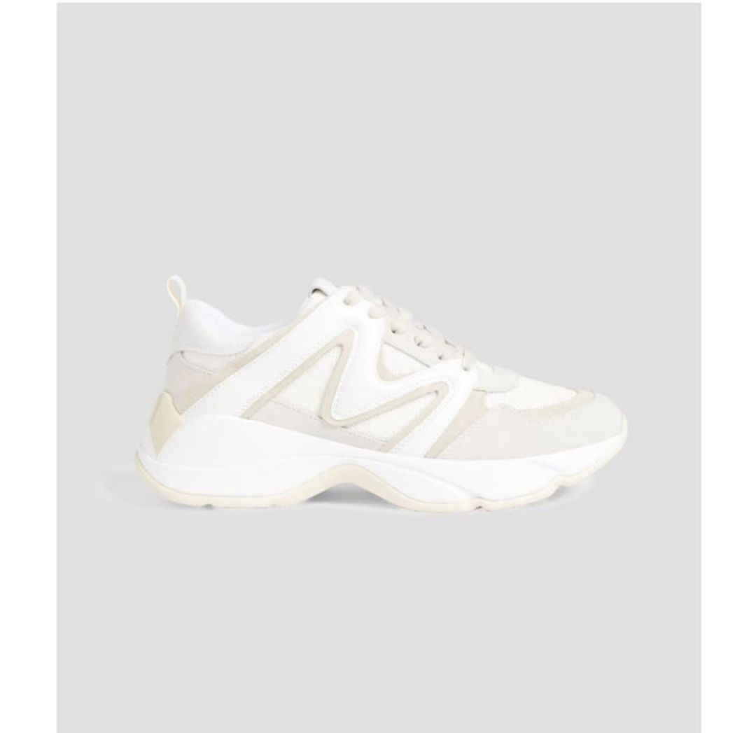 Mesh, suede and leather sneakers in Cream