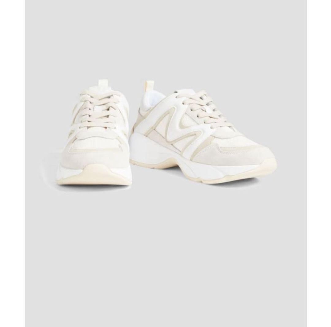 Mesh, suede and leather sneakers in Cream #2