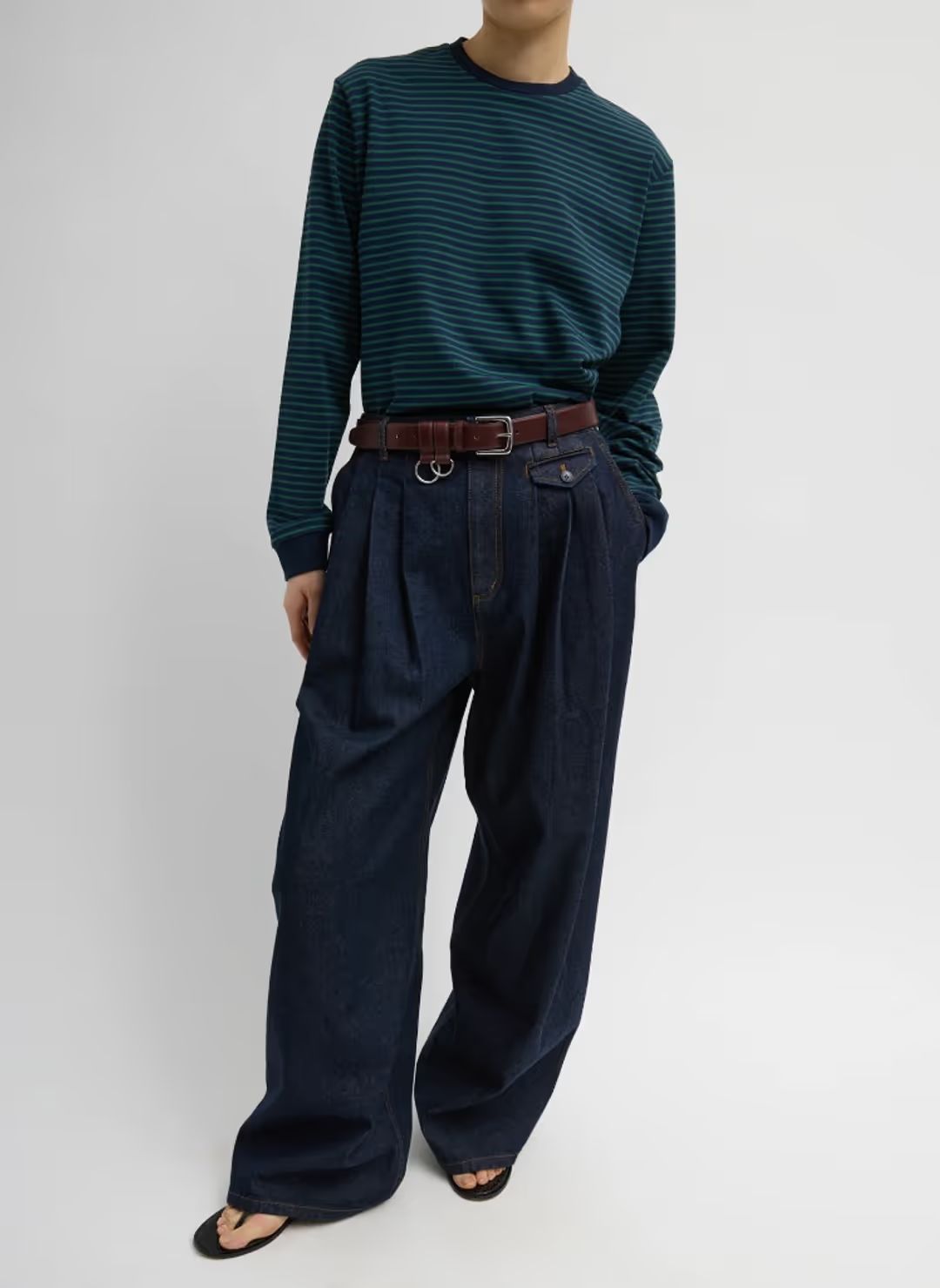 Indigo Denim Triple Pleat Jean