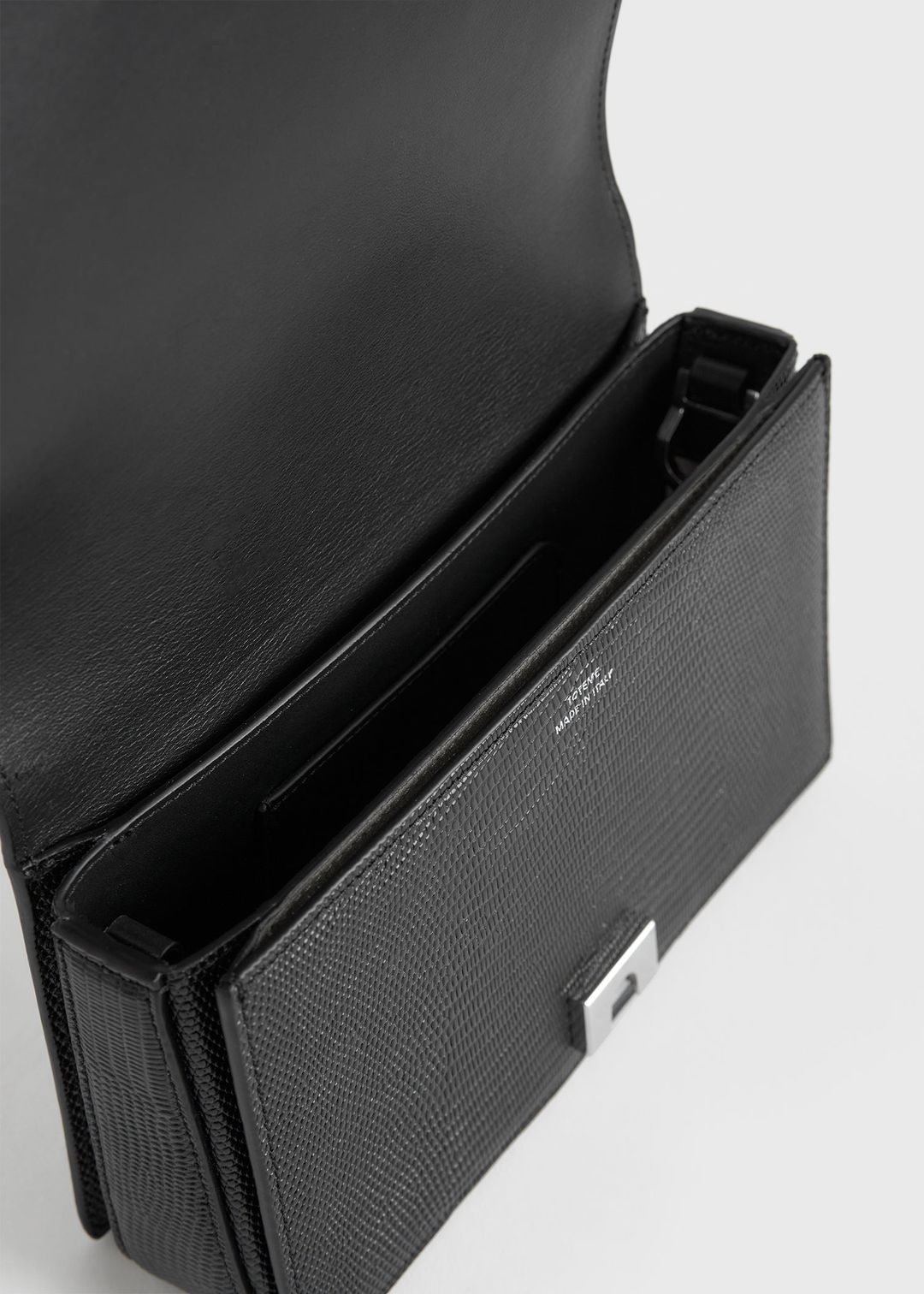 Mini T-flap lizard-embossed bag black #6