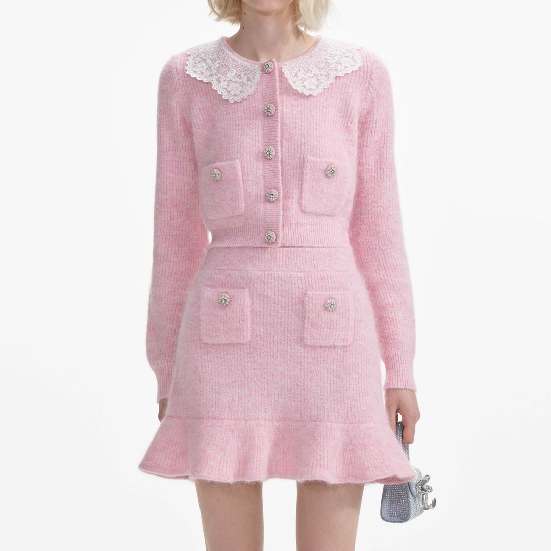 Pink Fluffy Rib Knit Mini Skirt #4