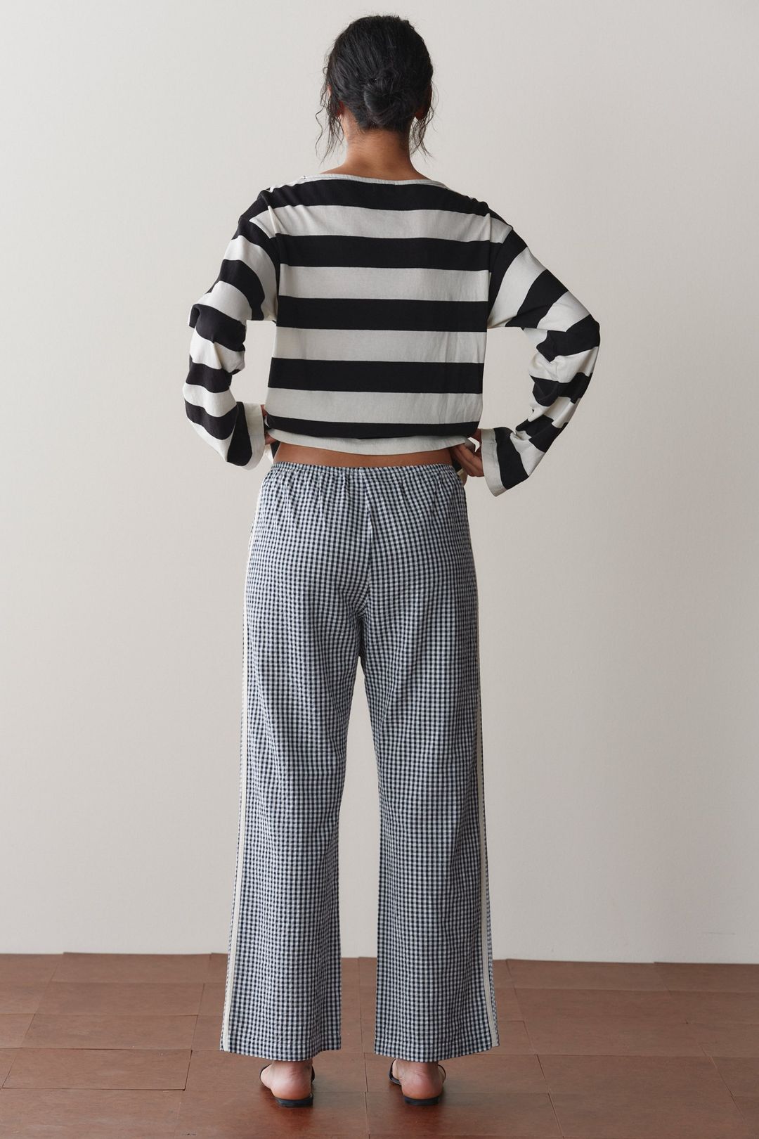 The Cotton Gingham Stripe Crop Pant #6