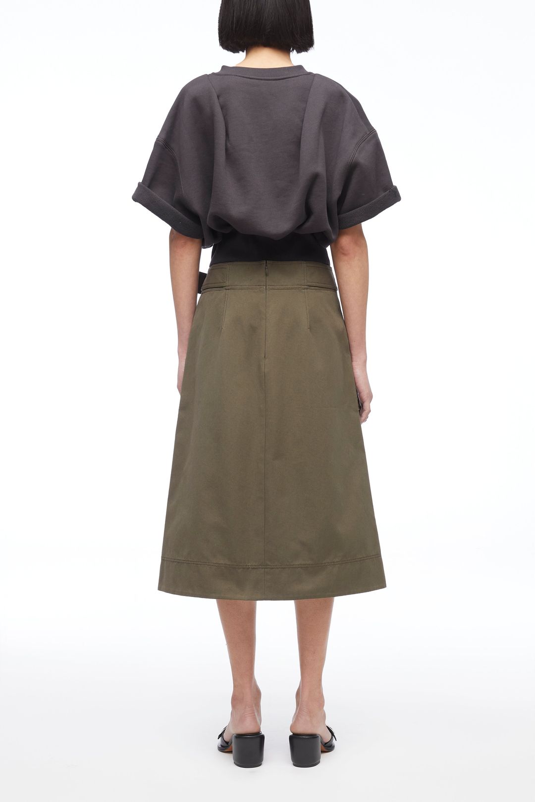 Utility Faille Midi Skirt With Lacing #3