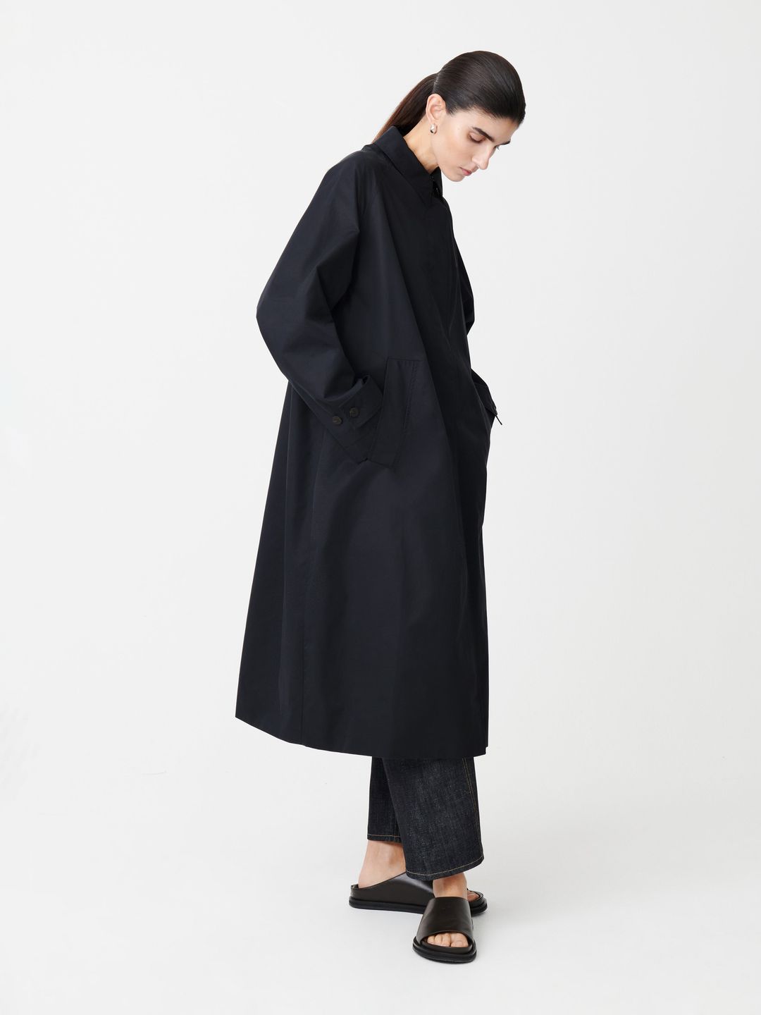 Holin Technical Cotton Trench in Dark Navy #3