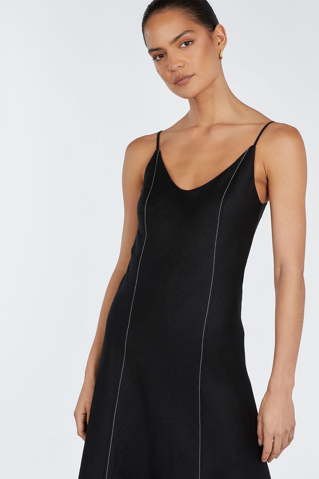 GIANA BLACK LINEN SCOOP MAXI DRESS #2