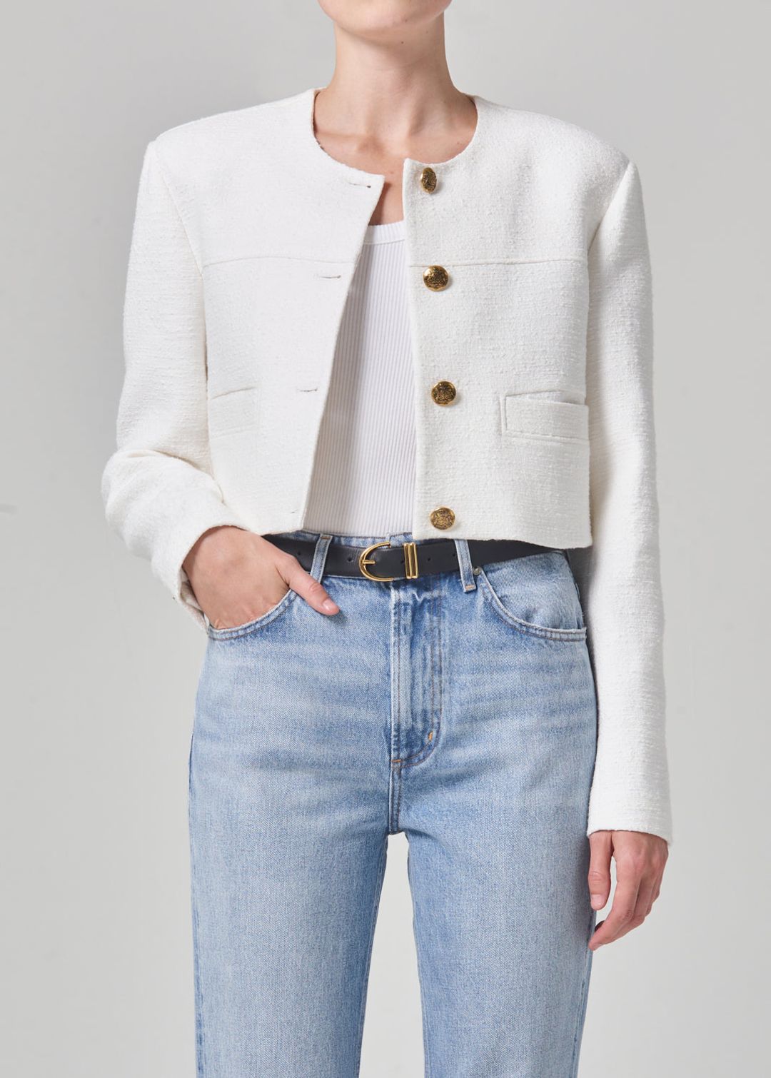 Pia Cropped Jacket in Naturaline