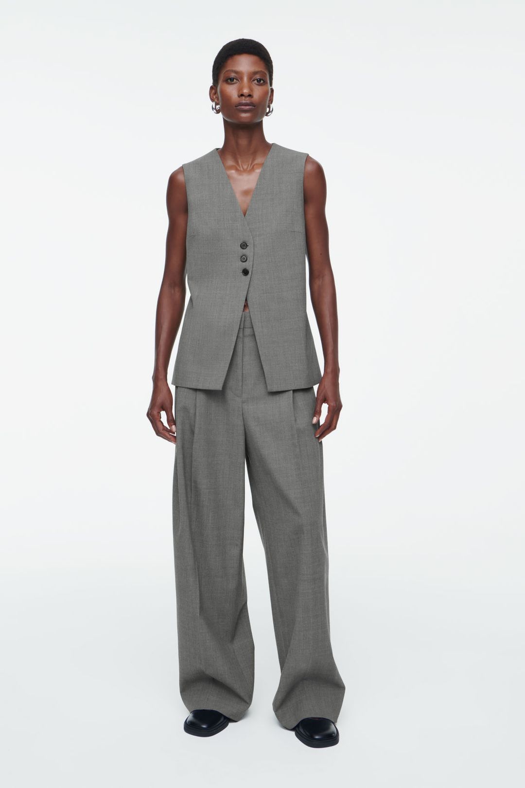 LONGLINE TAILORED TWILL VEST #3