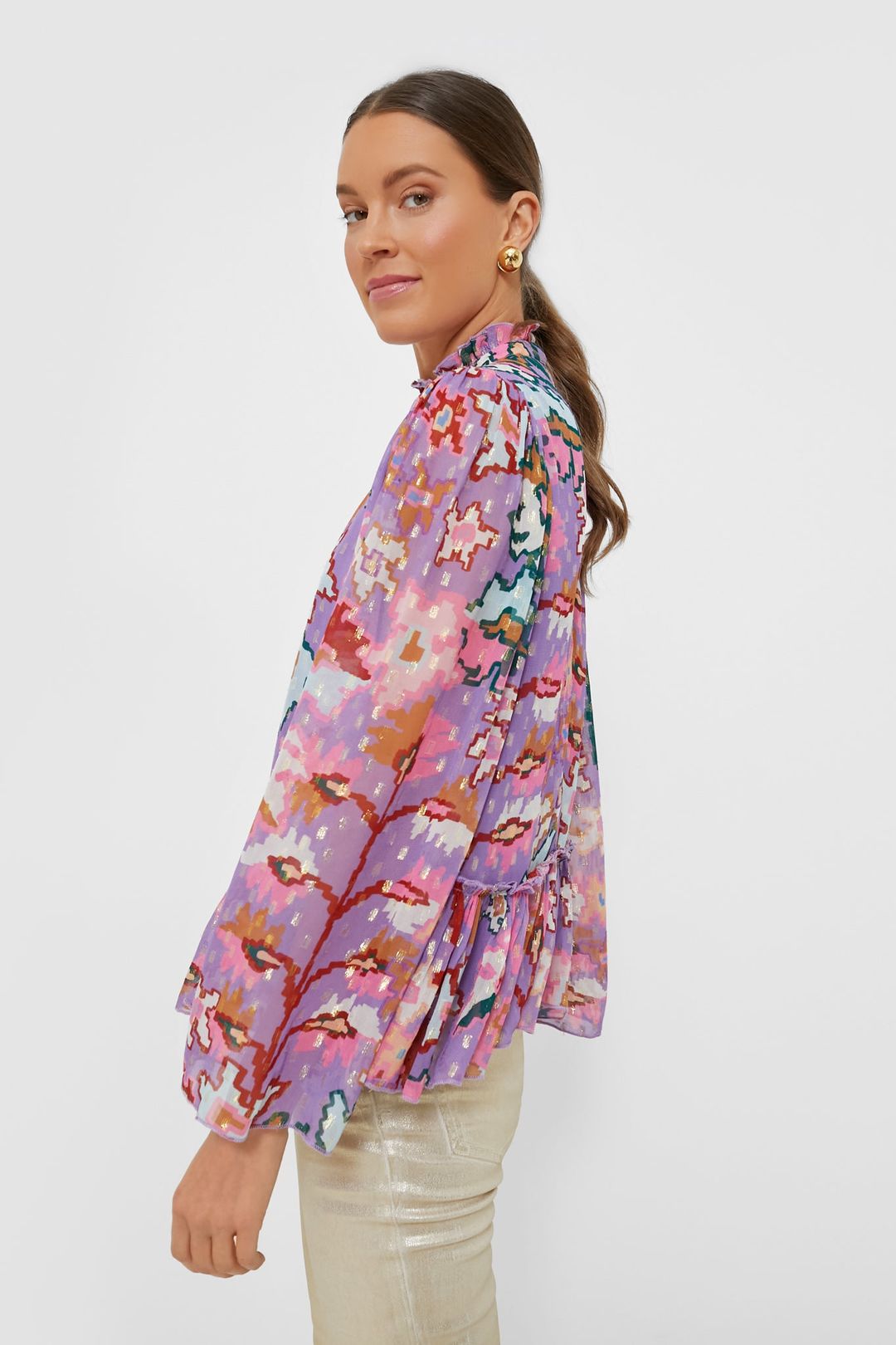 Lavender Bukhara Peplum Blouse #3