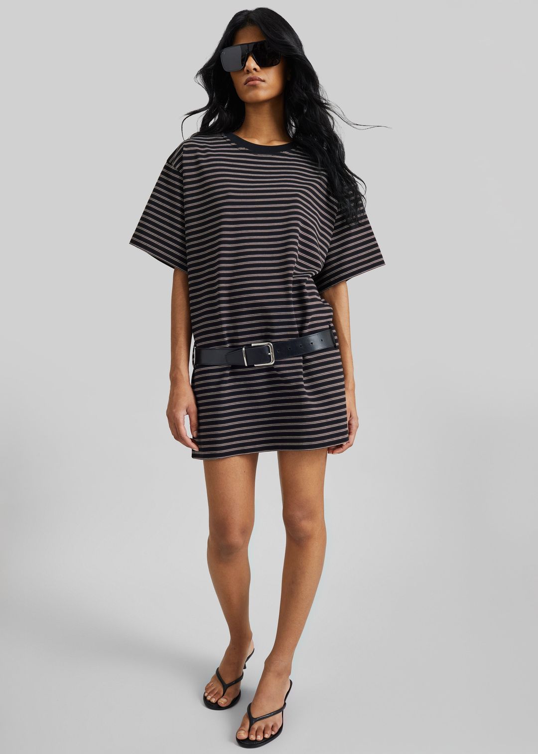 Hemse T-Shirt Dress - Black Multi Stripe