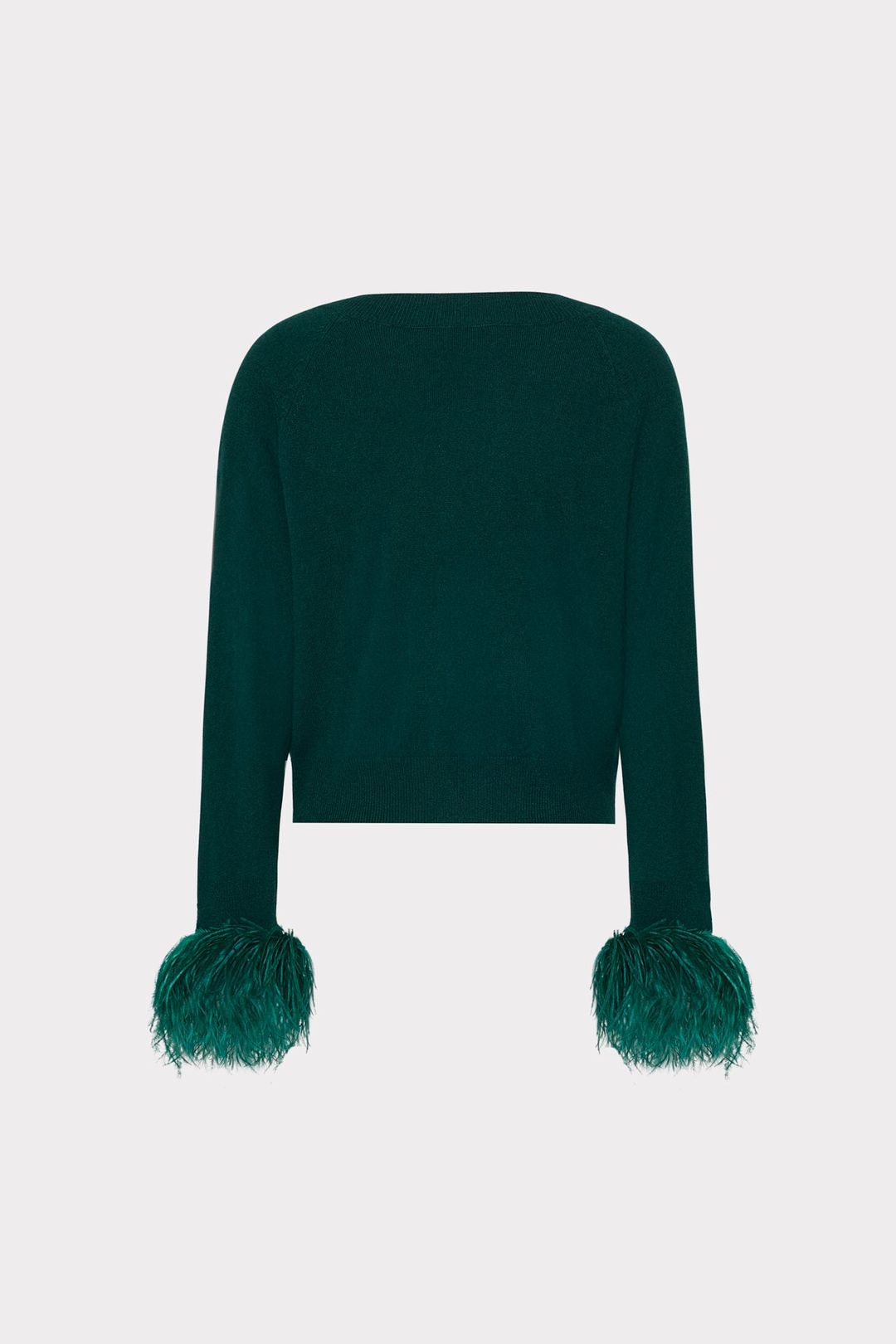 Feather Cuff V-Neck Sweater #4