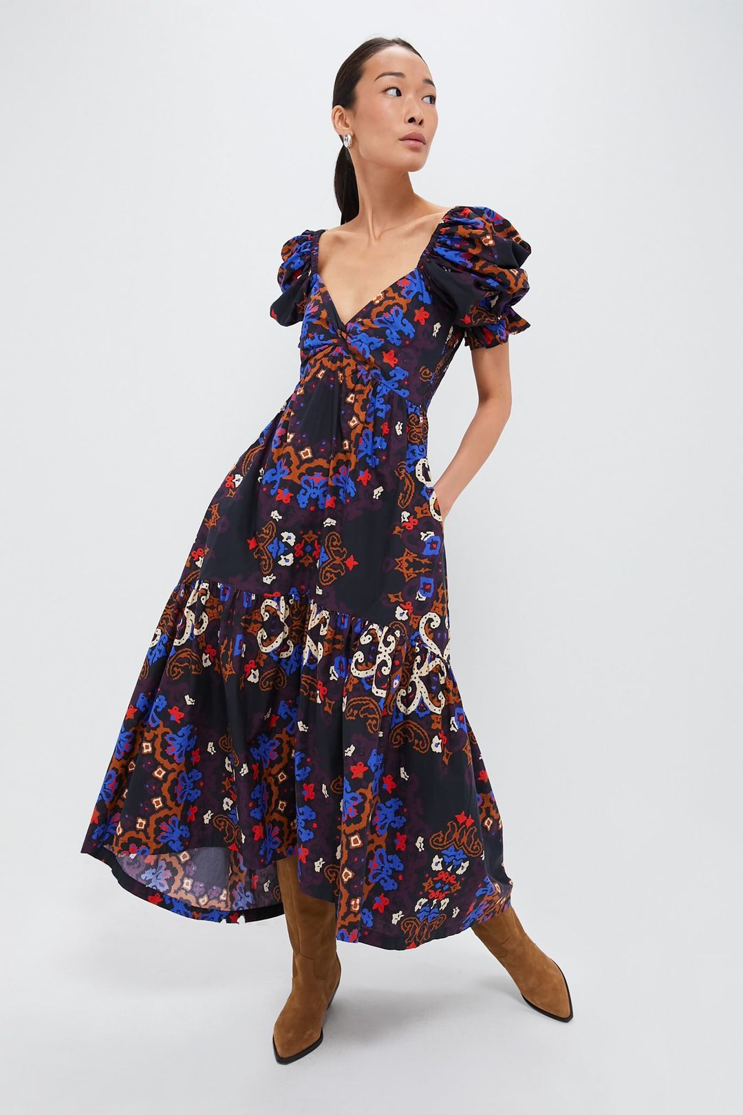 Venezia Print Jewel Ankle Dress