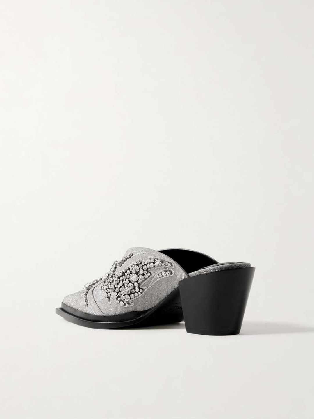 Cece II 60 embroidered crystal-embellished metallic canvas mules #3