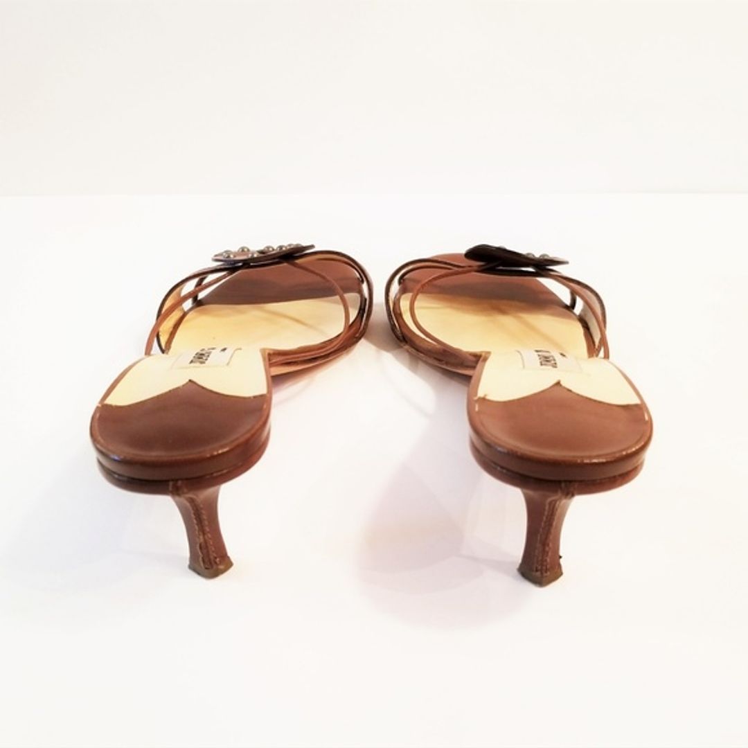 Brown Leather Sandal Kitten Heels #4