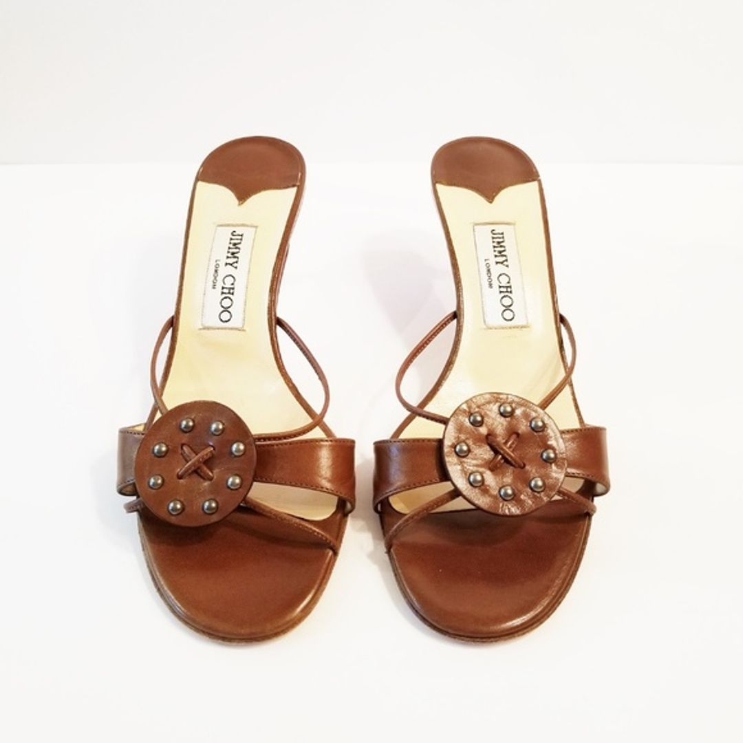 Brown Leather Sandal Kitten Heels #2