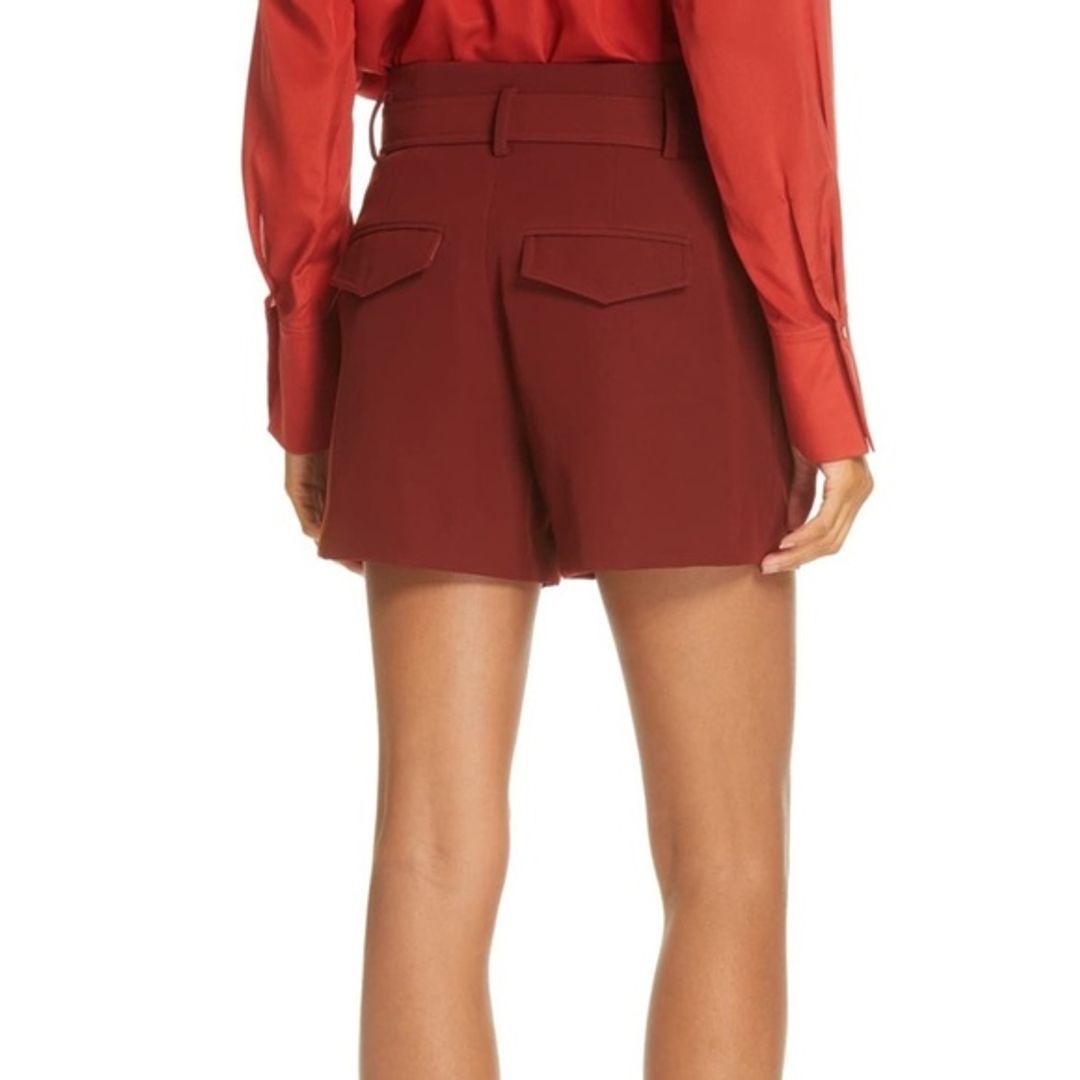 Belted Pleated Shorts in Red #4