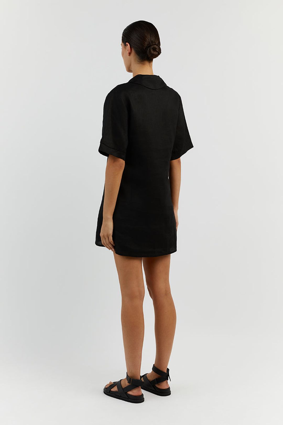 CANDICE BLACK LINEN SMOCK DRESS #4