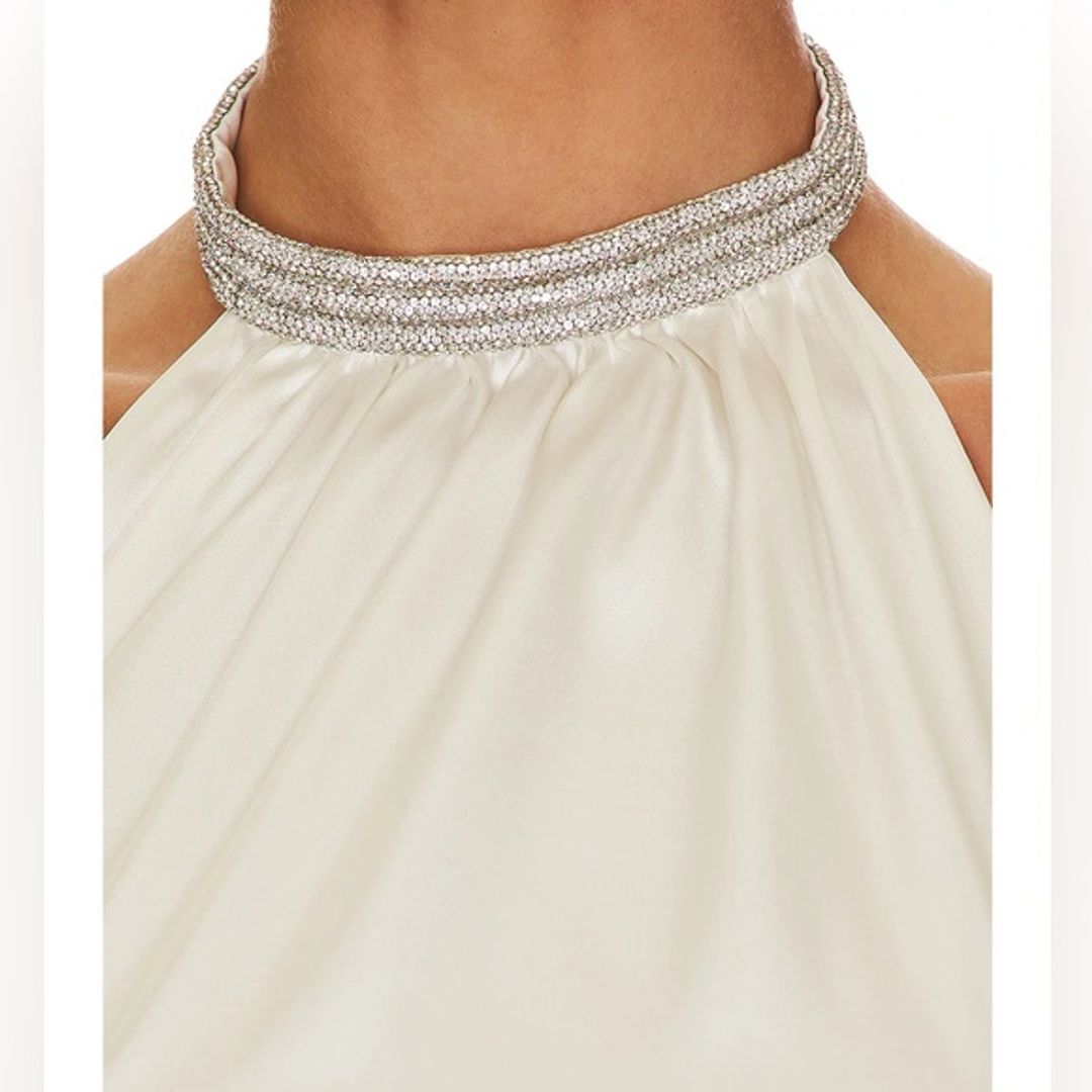 Kaia Halter Top in Ivory Silk Beaded  #2