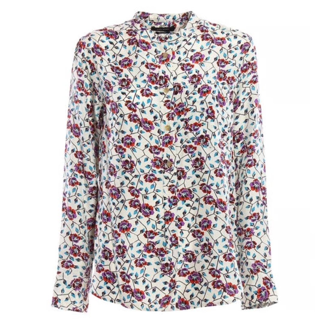 Ryton Floral-print Silk-habotai Top In Beige Print