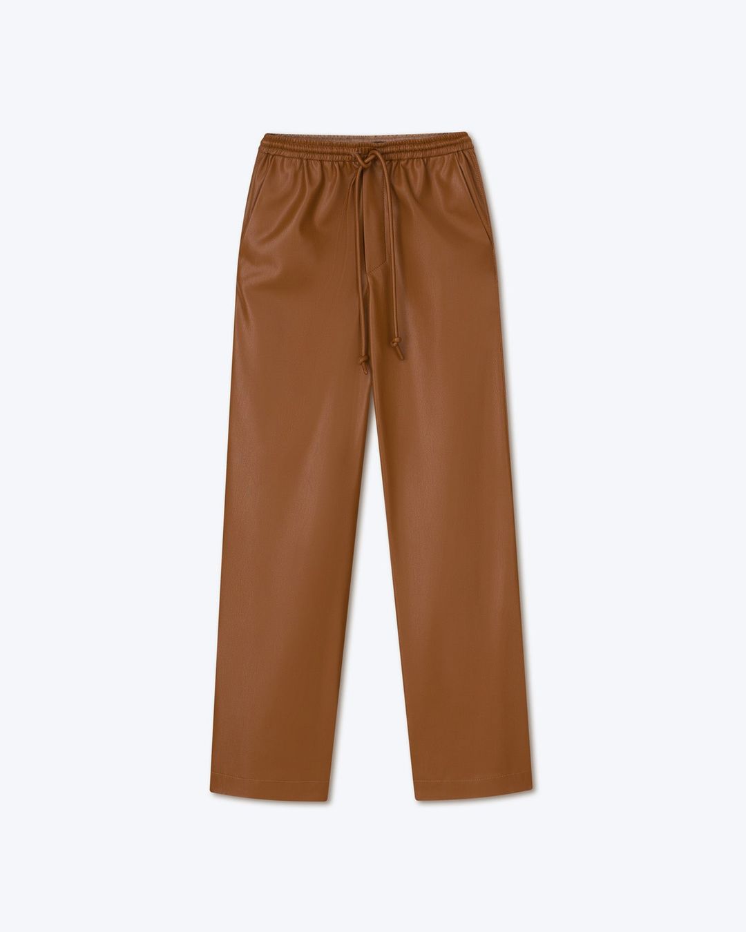 Calie - SaleOkobor™ Alt-Leather Drawstring Waist Trousers - Tobacco