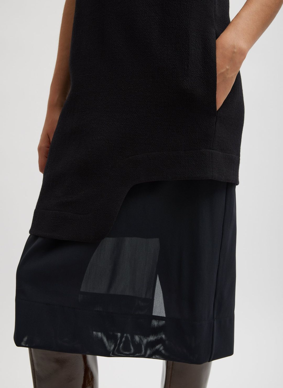 Melee Crepe V-Neck Power Mesh Combo Dress #3