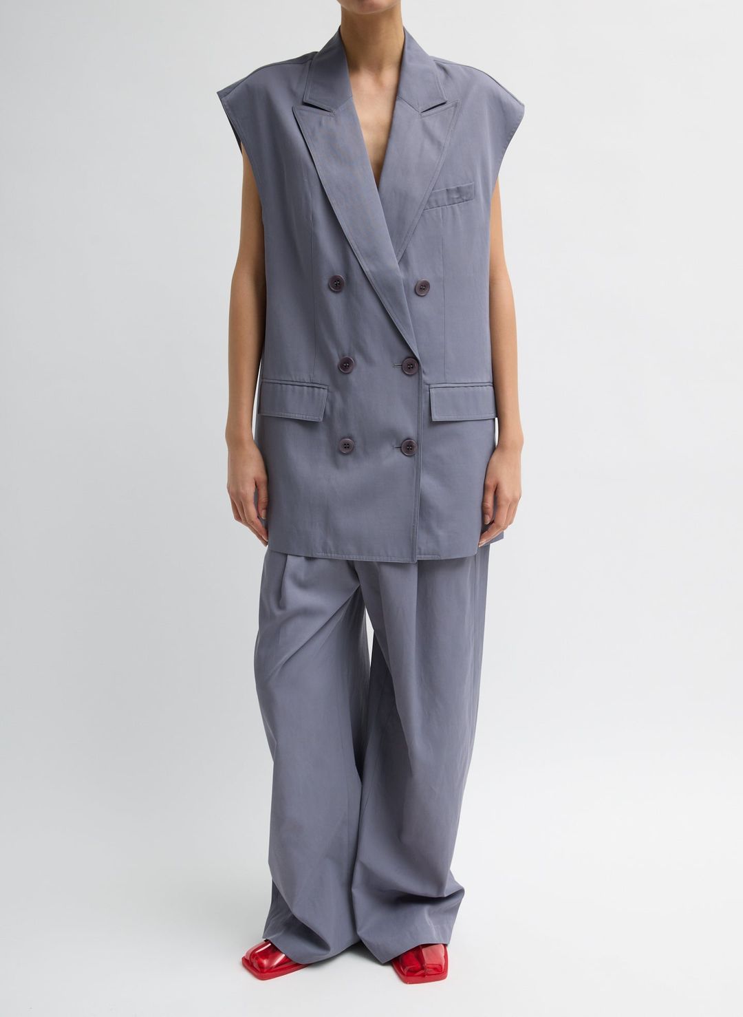 Drapey Suiting Oversized Double Breasted Vest