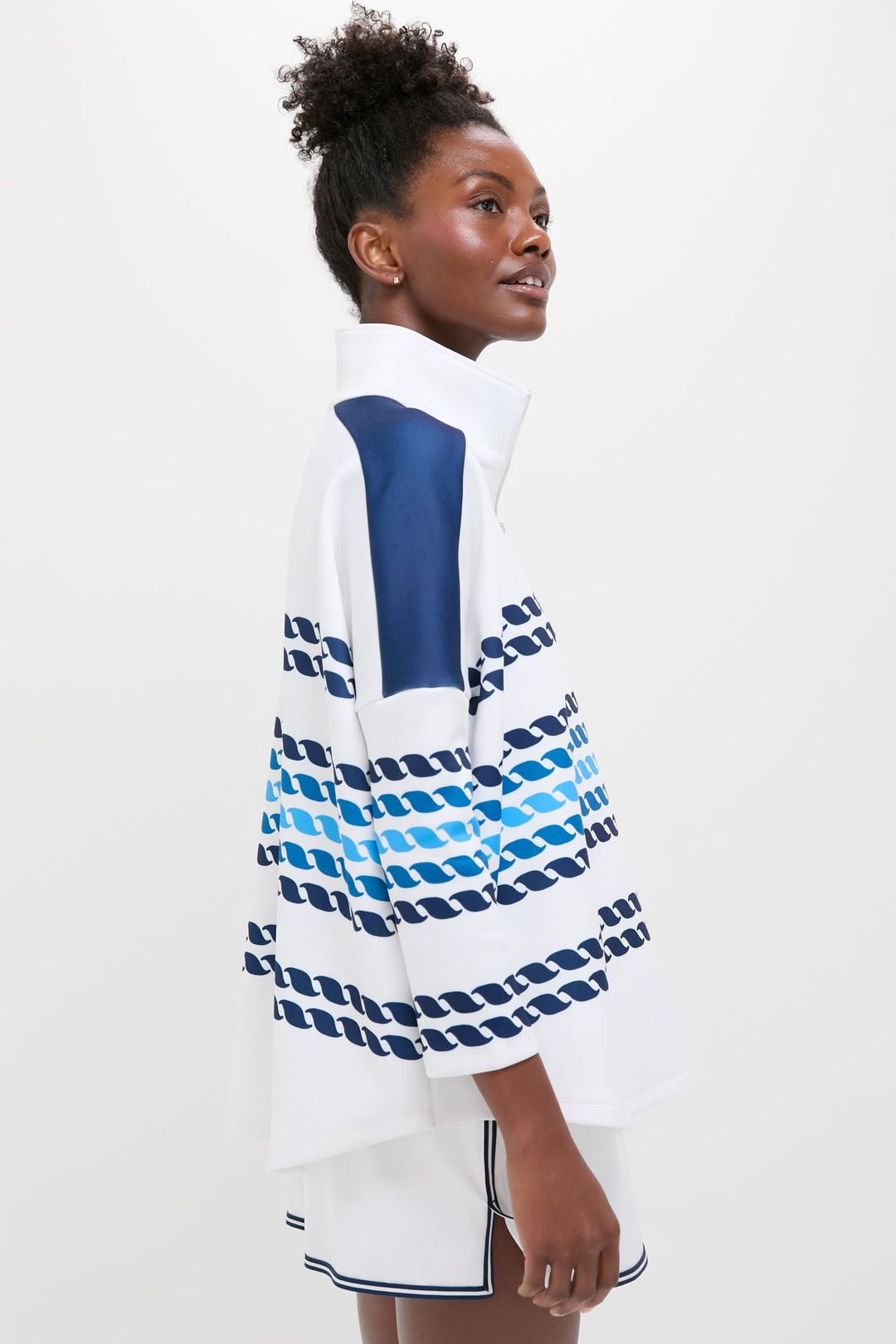 White and Blue Tricolor Stripe Hudson Quarter Zip #3