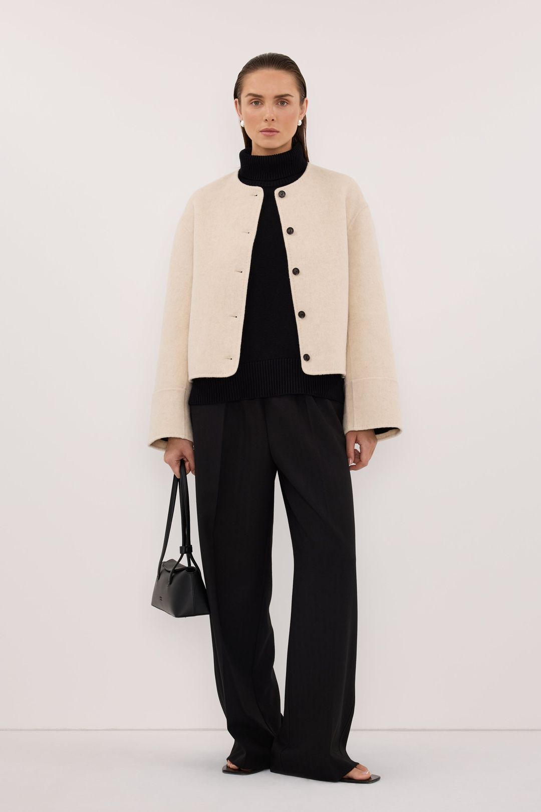 JACLYN IVORY MARLE CROPPED WOOL BLEND COAT