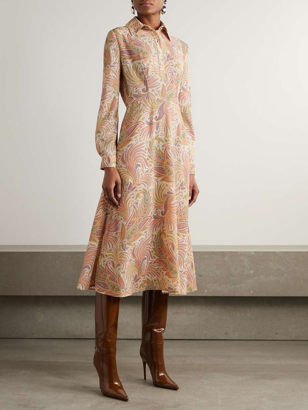 Printed stretch-crepe midi dress #3