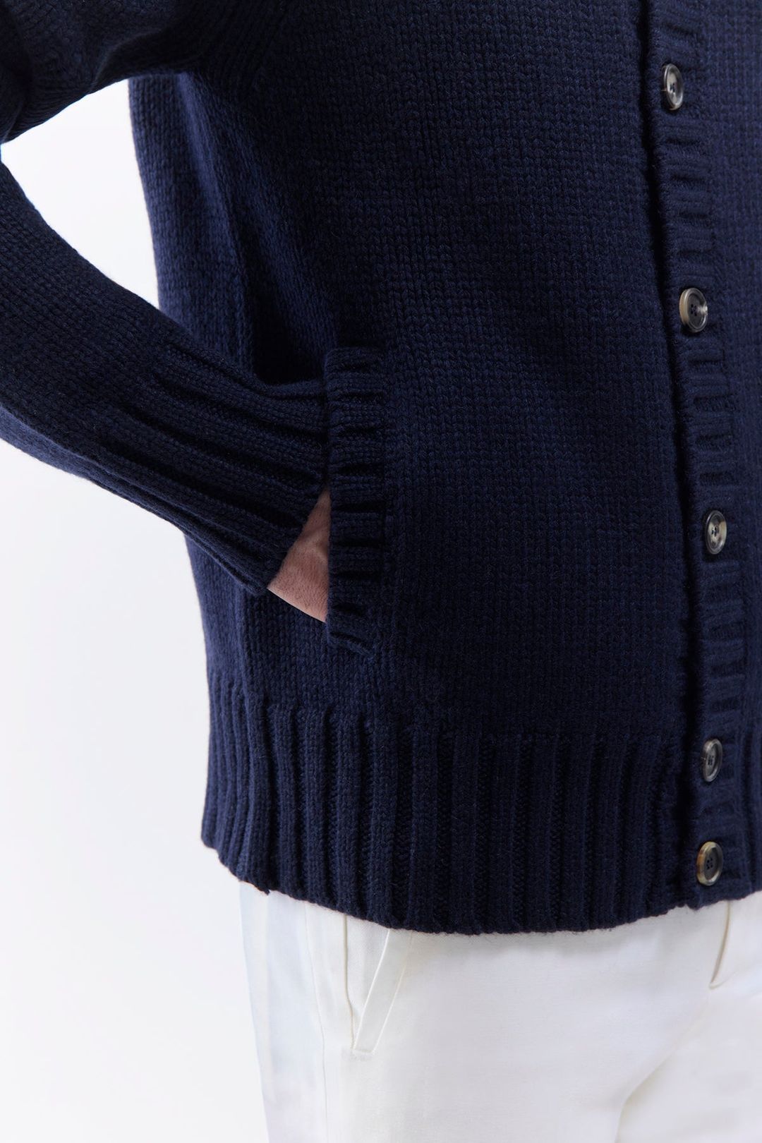 Jacobo Knit Turtleneck Cardigan in Dark Navy Piuma Cashmere #5
