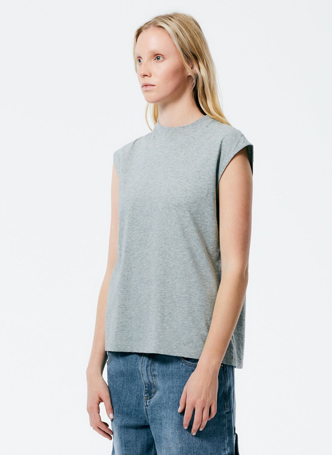 Mock Neck Sleeveless T-Shirt