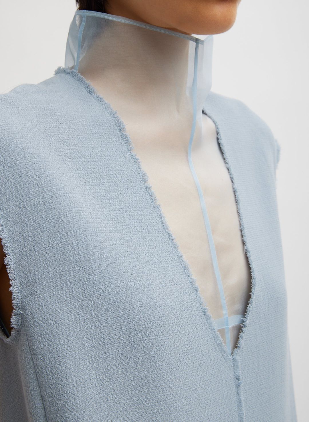 Melee Crepe V-Neck Dress With Organza Lining #2