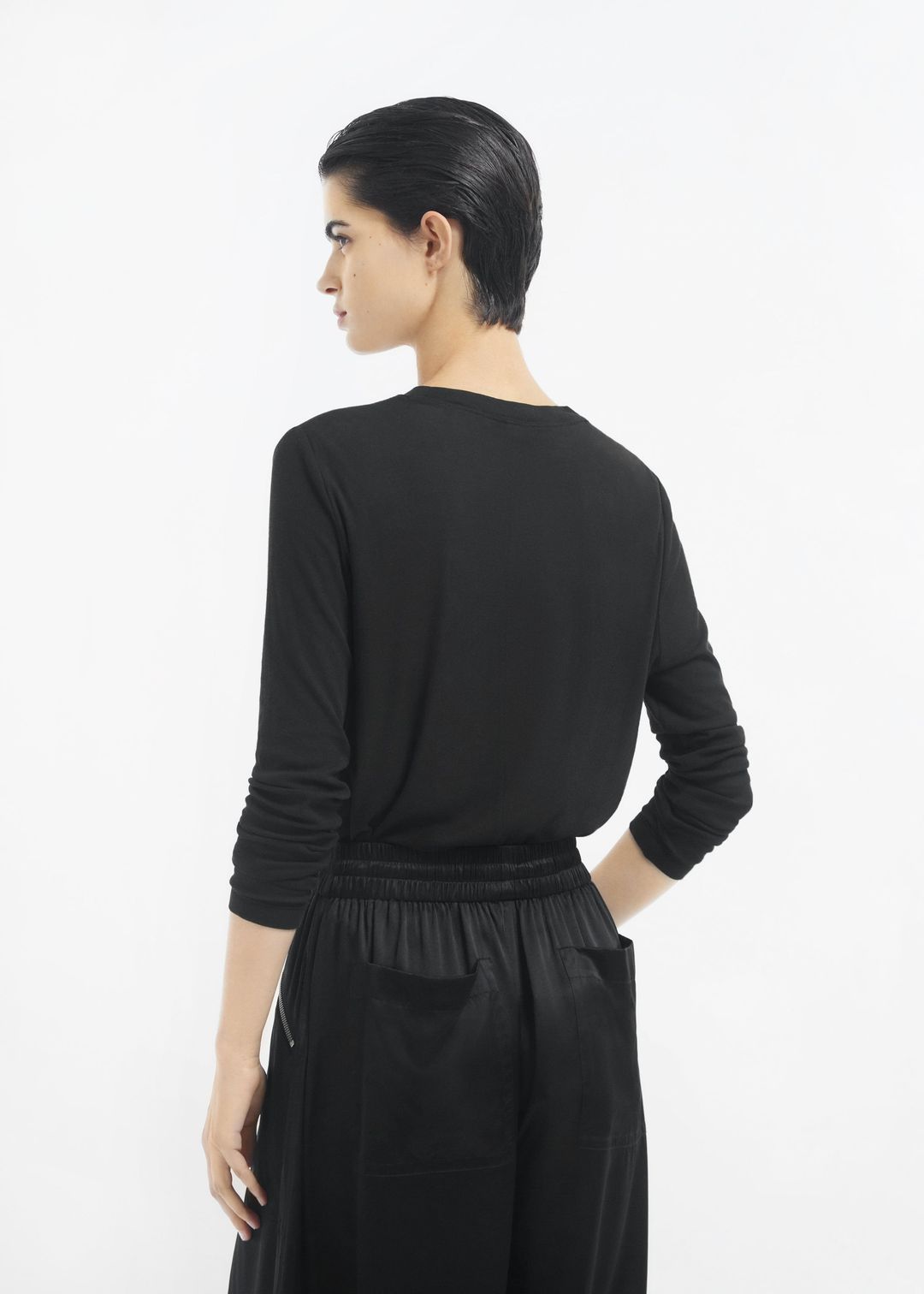 Crewneck Long Sleeve in Cotton Jersey - Black