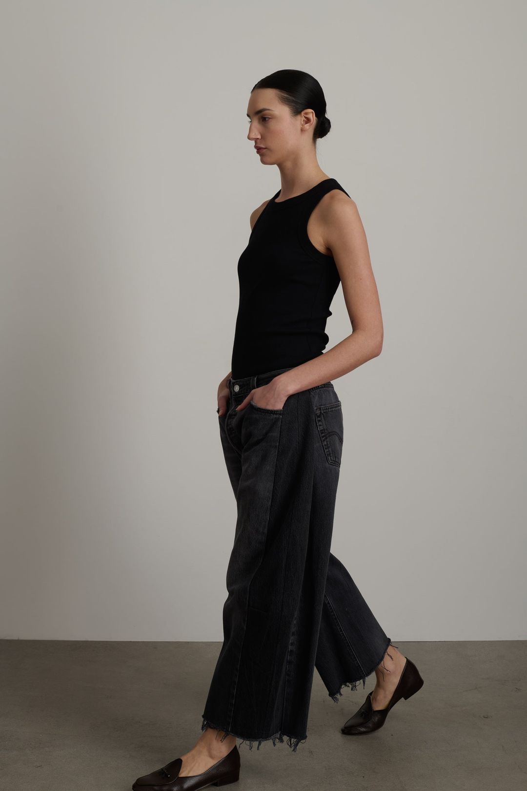 Vintage Lasso Jean Slouch Crop Classic Black #3