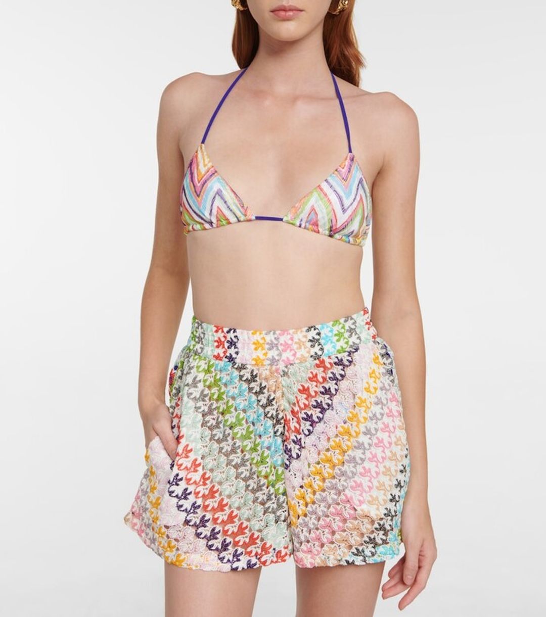 Metallic knit high-rise shorts