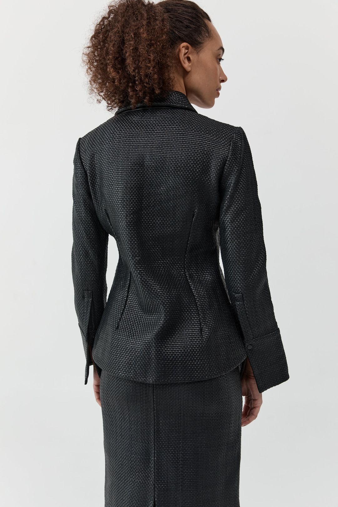 Woven Leather Shirt - Black #7