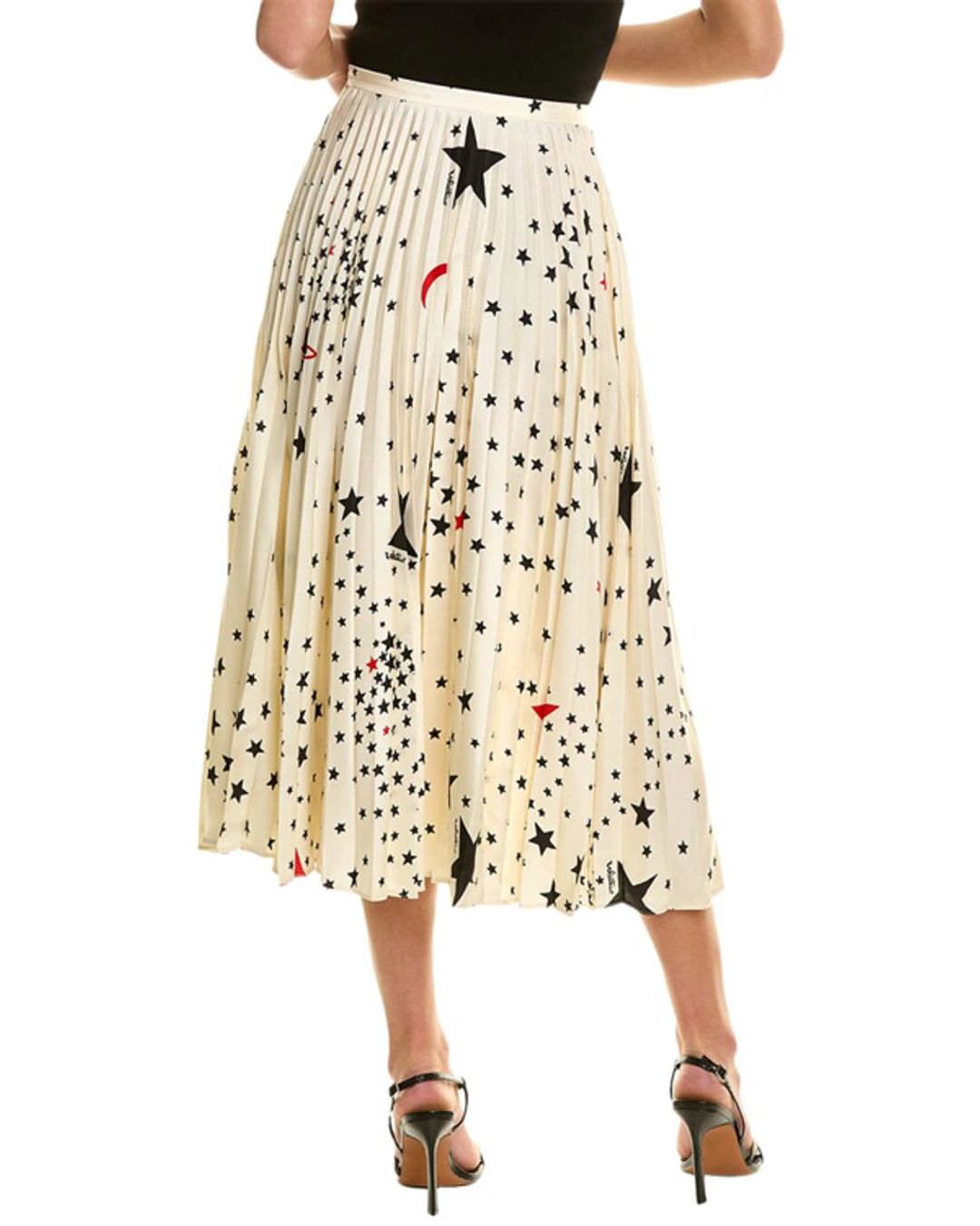 Stars Silk Midi Skirt In White #3